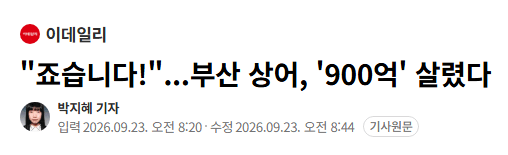 image.png "죠습니다!"...부산 상어, '900억' 살렸다