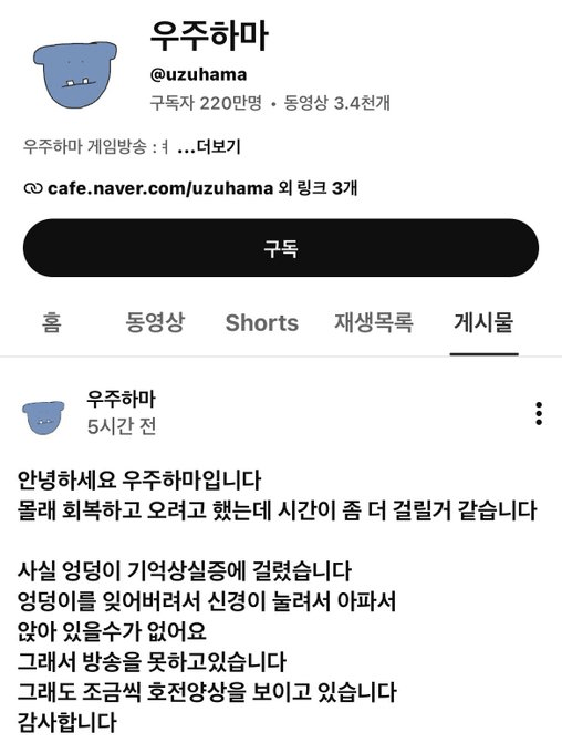 image.png 어느 게임 유튜버의 충격적인 휴식 이유 ㅎㄷㄷ.JPEG