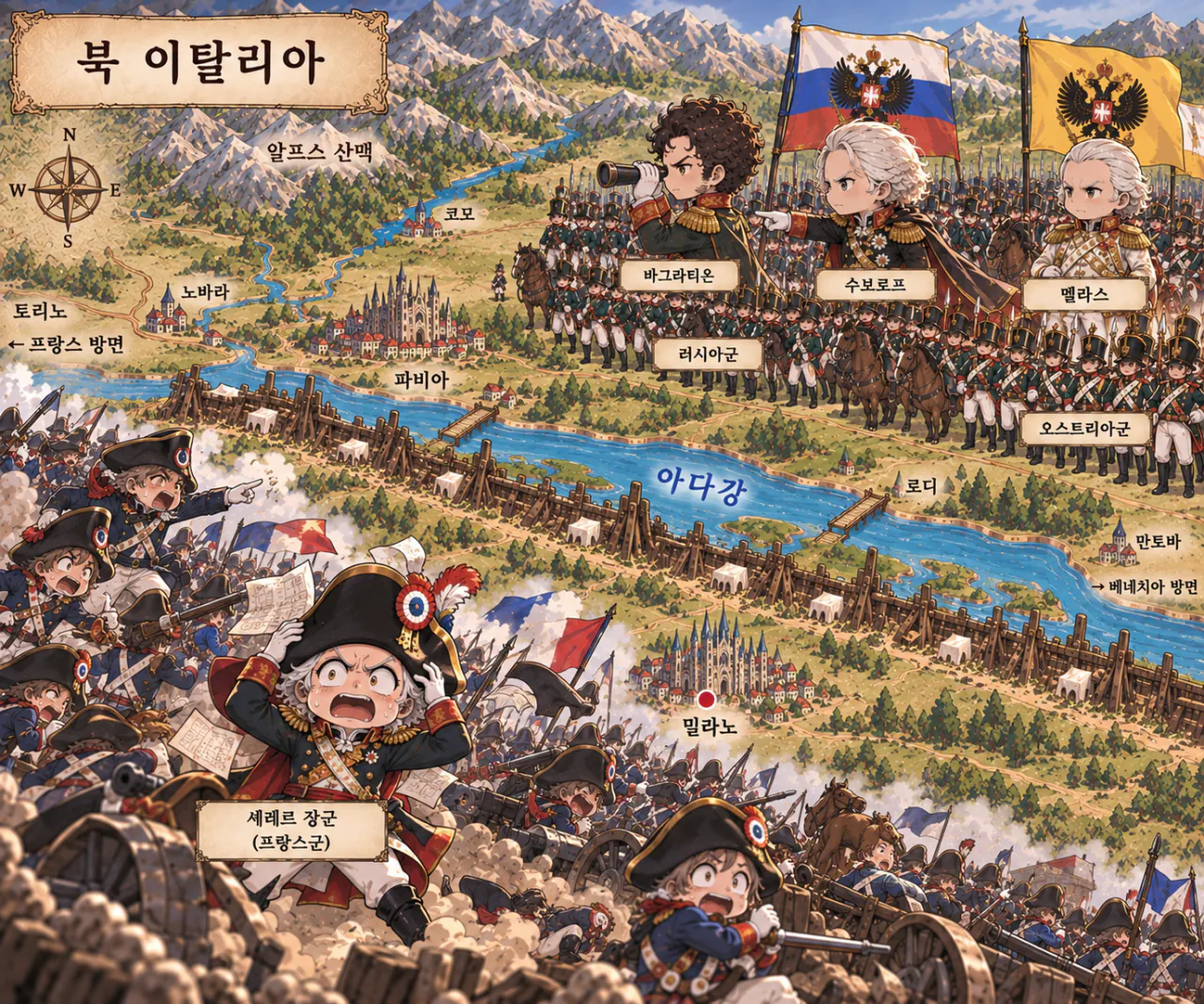 아다강 대치.png AI)백전노장 수보로프의 마지막 불꽃 이탈리아&스위스 전역 2. 아다강 전투와 밀라노 입성