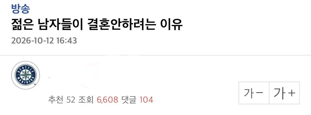 젊은 남자들이 결혼 안하려는 이유