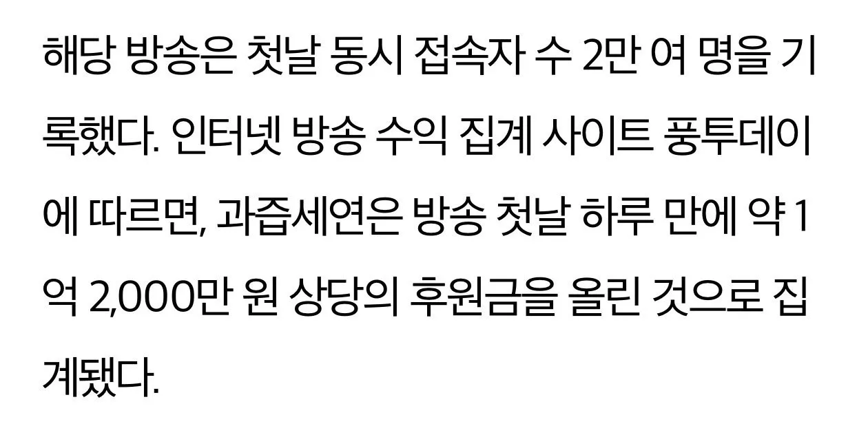 과즙세연, “복귀 하루만에 후원금 1억 2천만원”