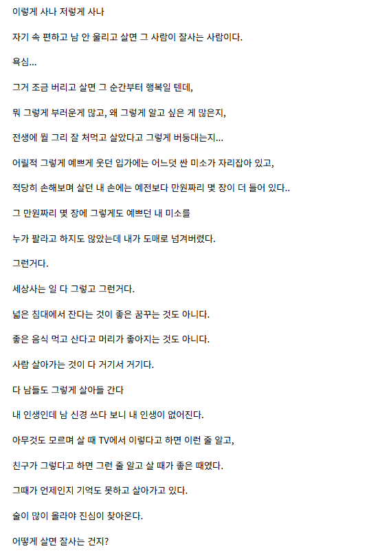 세상을 등진 동생 블로그에 친형임 남긴 글.