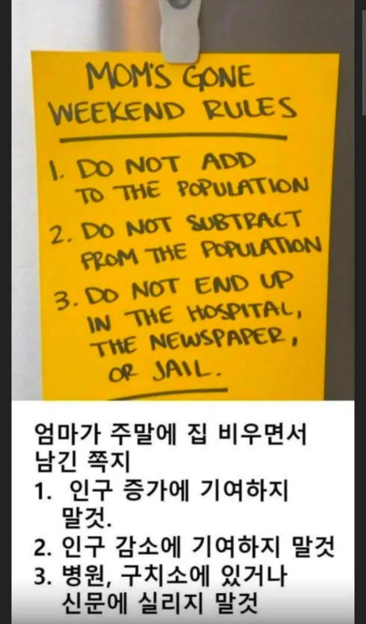 93.jpg 엄마가 여행가면서 붙여놓은 경고문