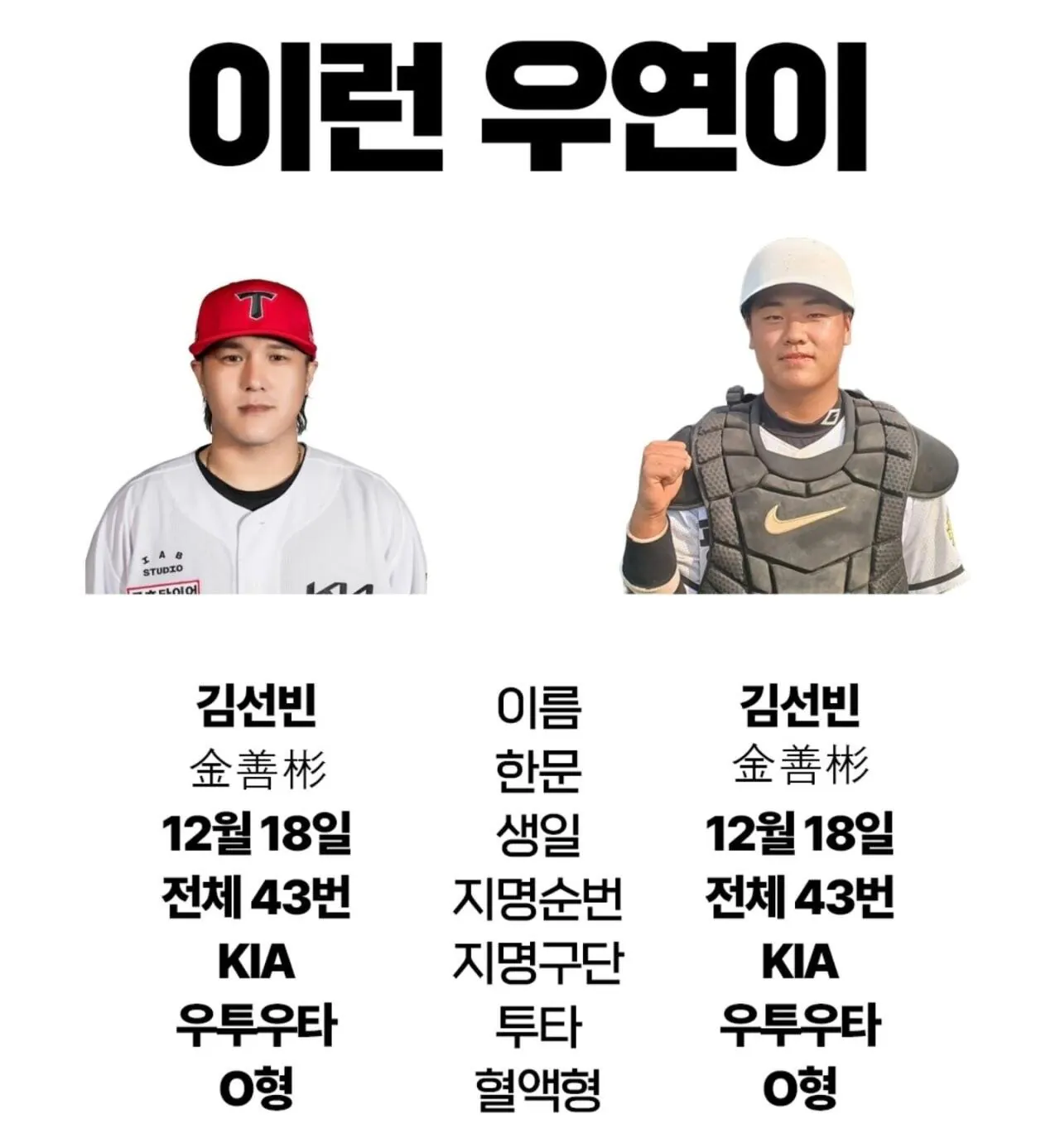 오늘자 KBO신인드래프트에서 나온 기막힌 우연