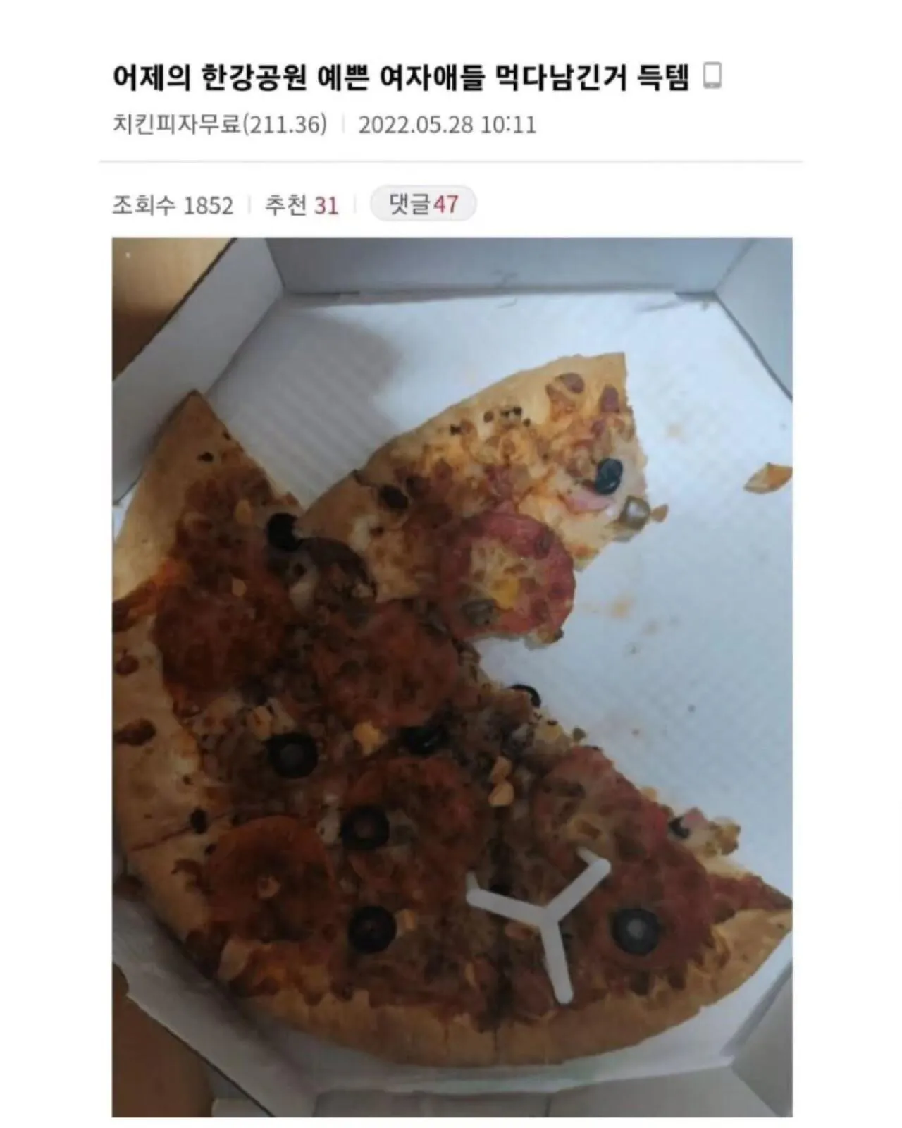한강에서 공짜로 식사 해결하는 디시인 근황