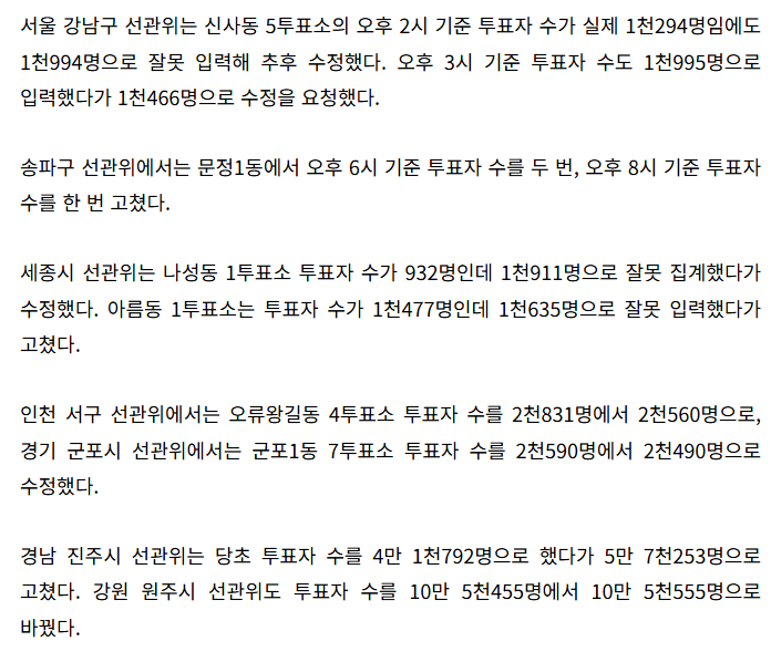image.png [속보] 선관위, 총선·대선서도 투표자 수 오입력 '무더기' 확인…24년 65건·25년 81건