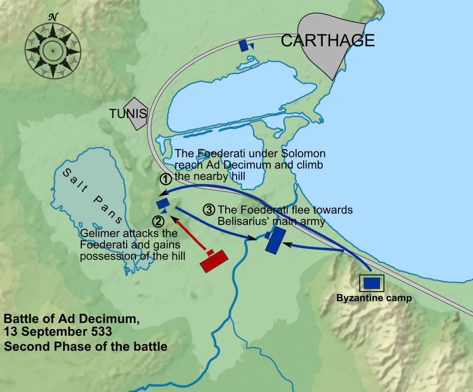 Battle_of_Ad_Decimum_-_Second_phase.svg.png 동로마의 고토 수복 전쟁 중 가장 황당한 전투는 아드 데키뭄 전투인듯