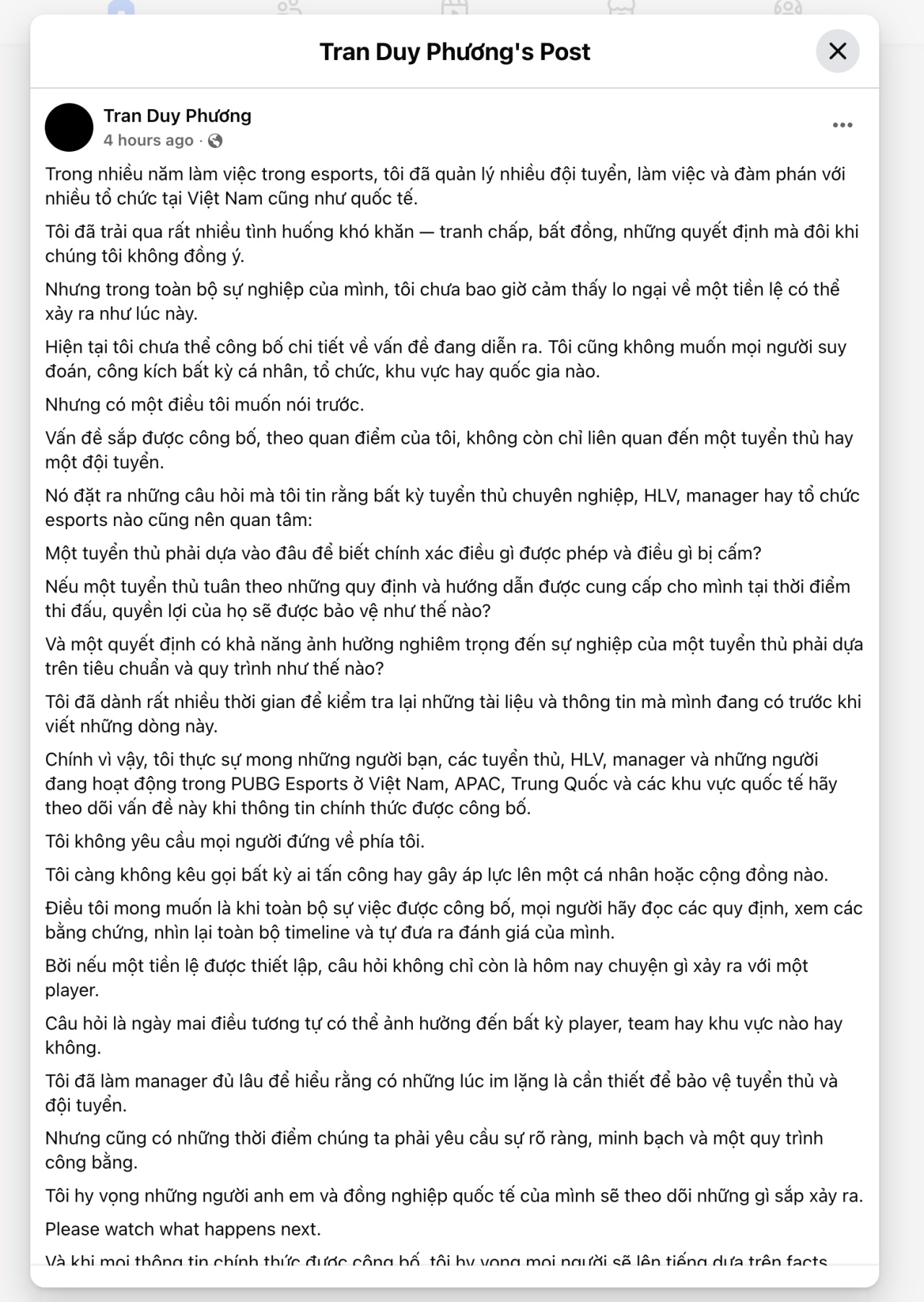 Screenshot 2026-09-22 at 04.22.08.png 실시간 AGAL(Himass와 TanVuu 소속 프로팀) 매니저가 페북에 올린 글