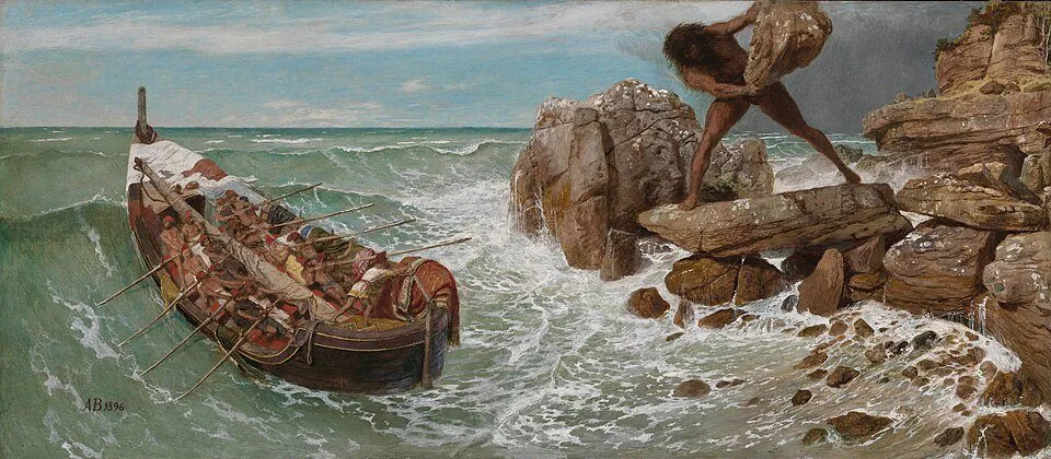 Arnold_Bรถcklin_-_Odysseus_und_Polyphemus_(1896).jpg ์คํฌ) ์ํ์ ๊ฒฐ๋ง๊ณผ๋ ๋ค๋ฅธ ์ค๋์ธ์ฐ์ค์ ๋ฏธํด๊ฒฐ ๋ก๋ฐฅ
