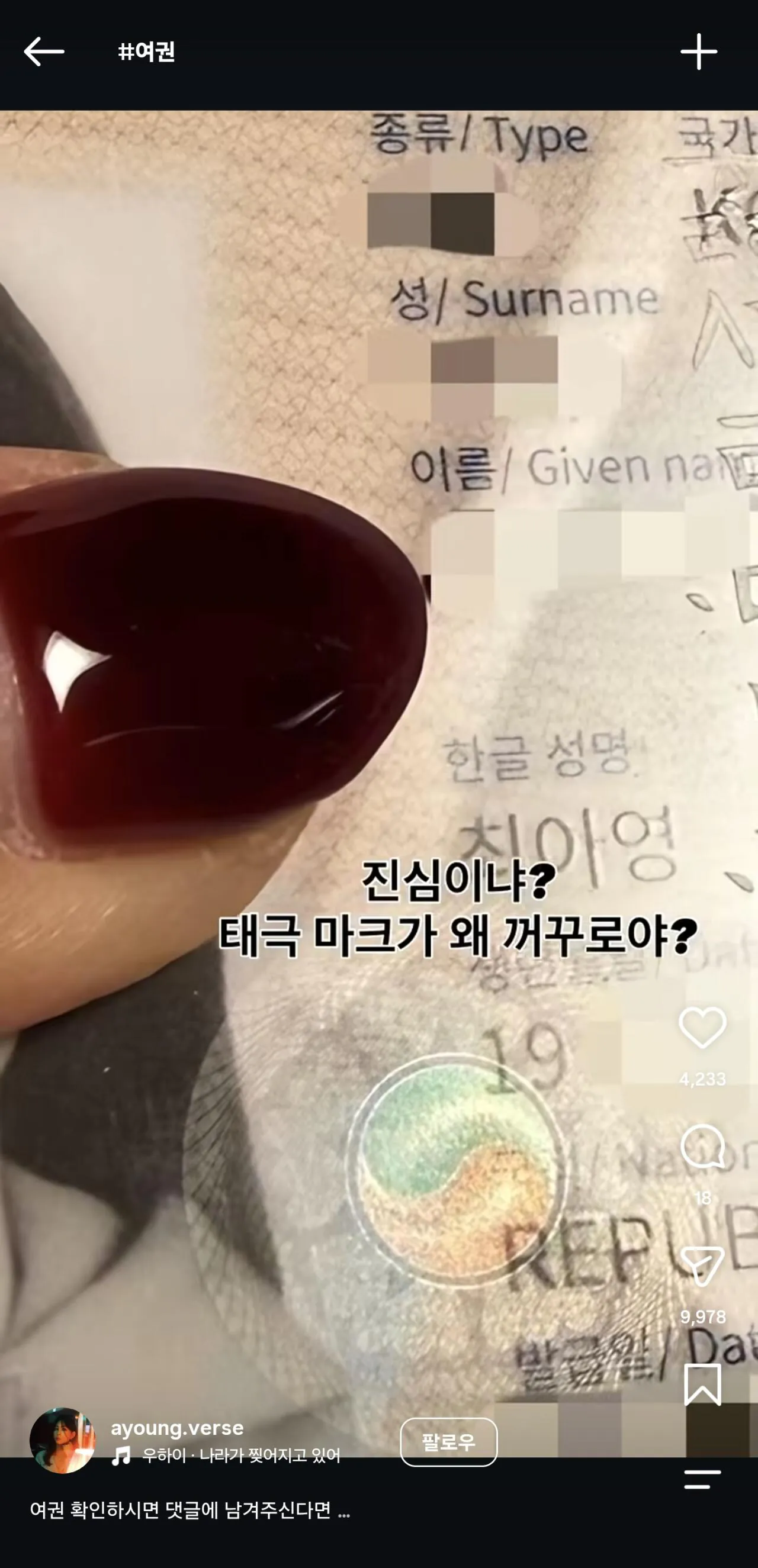 21455.jpg 요즘 SNS 극단주의자들이 주목하고있는 여권 태극기