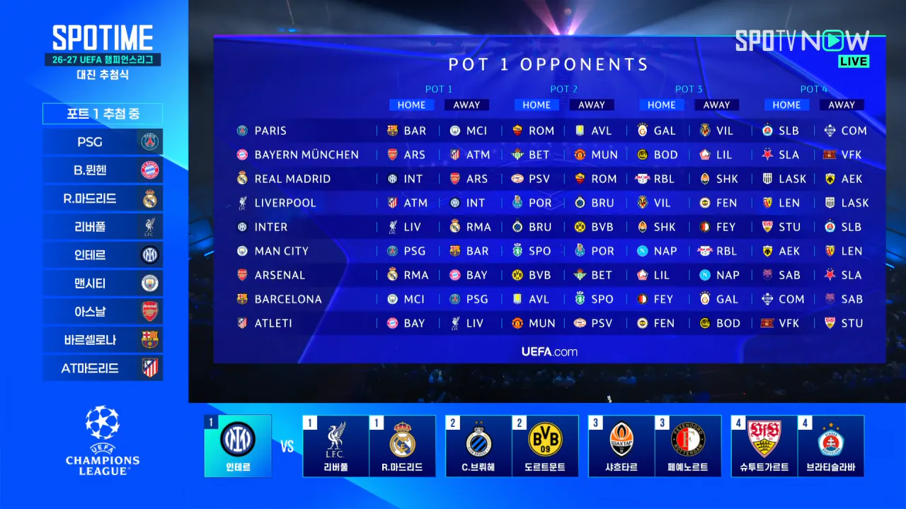 [오피셜] 26-27 UEFA 챔피언스리그 대진 추첨 결과