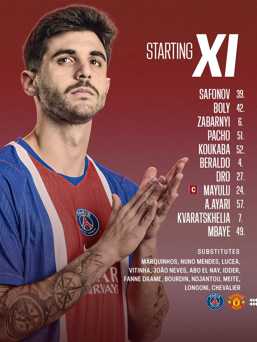 image.png [공홈] PSG vs 맨체스터 유나이티드 라인업