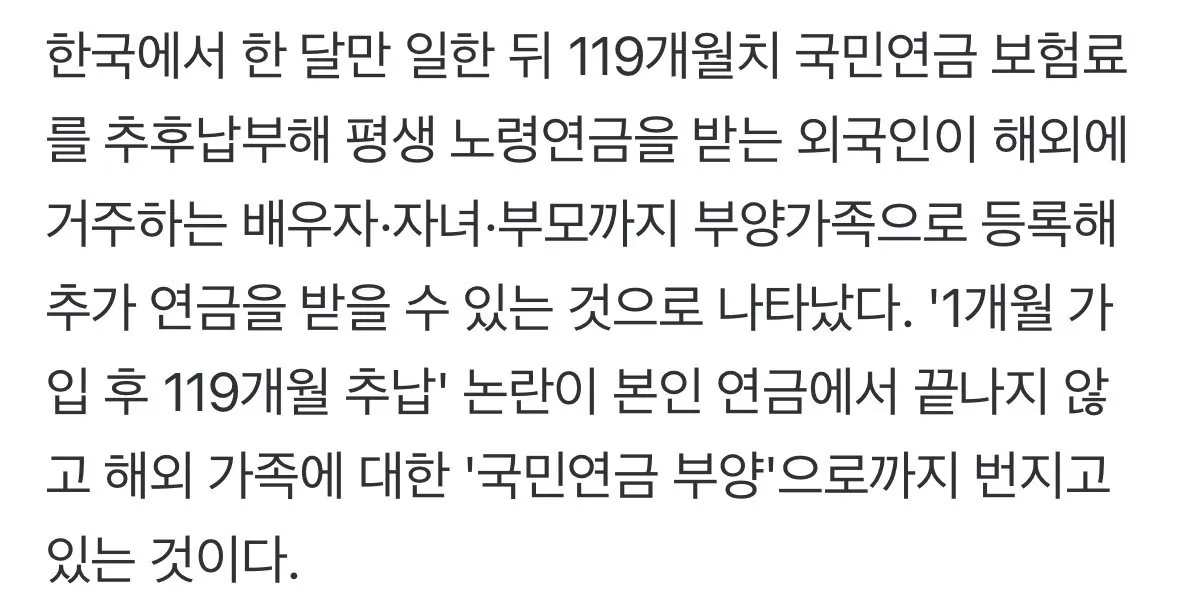 IMG_2523.jpeg [단독] "연금맛집 소문나" 국민연금, 해외 거주 외국인 부모·자식 수당까지 퍼주기