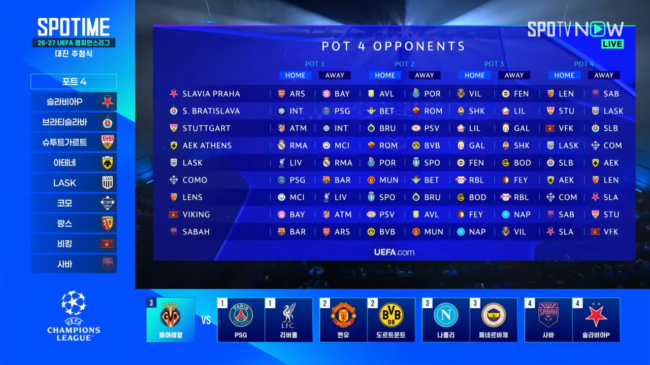 [오피셜] 26-27 UEFA 챔피언스리그 대진 추첨 결과
