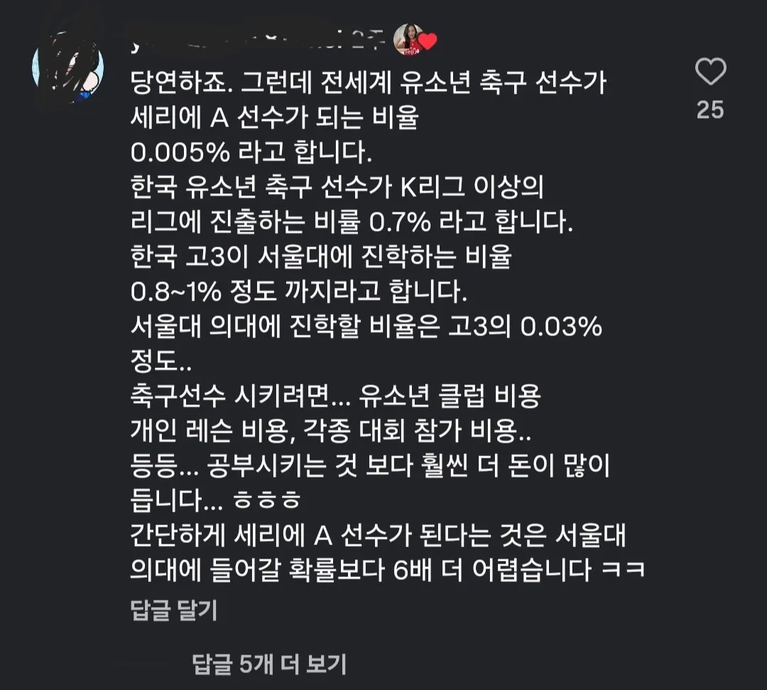 서울대 의대 입학보다 세리에 a 선수 되는게 훨씬 좋다는 이탈리아 누나