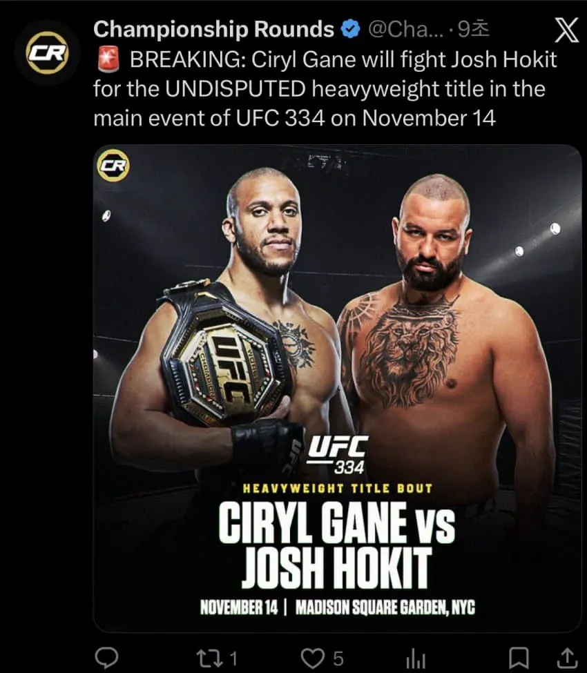 1000151173.jpg 속보) UFC 334 헤비급 타이틀전 시릴 간vs조쉬 호킷 ㄷㄷㄷㄷ