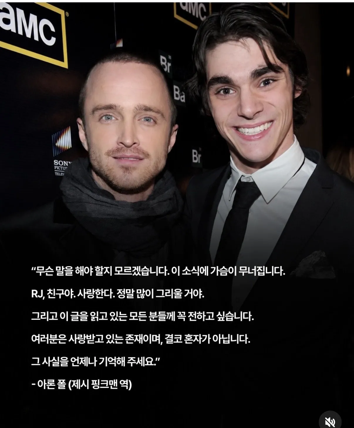 월터 화이트가 극중 아들의 사망소식에 남긴 인사