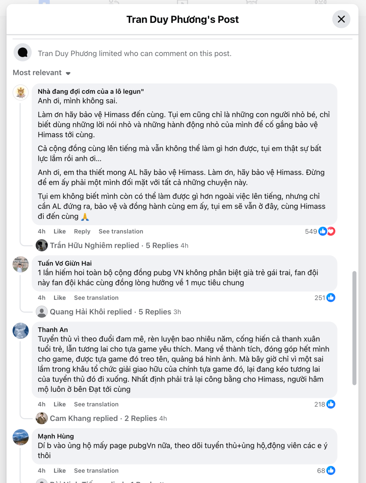 Screenshot 2026-09-22 at 04.27.41.png 실시간 AGAL(Himass와 TanVuu 소속 프로팀) 매니저가 페북에 올린 글