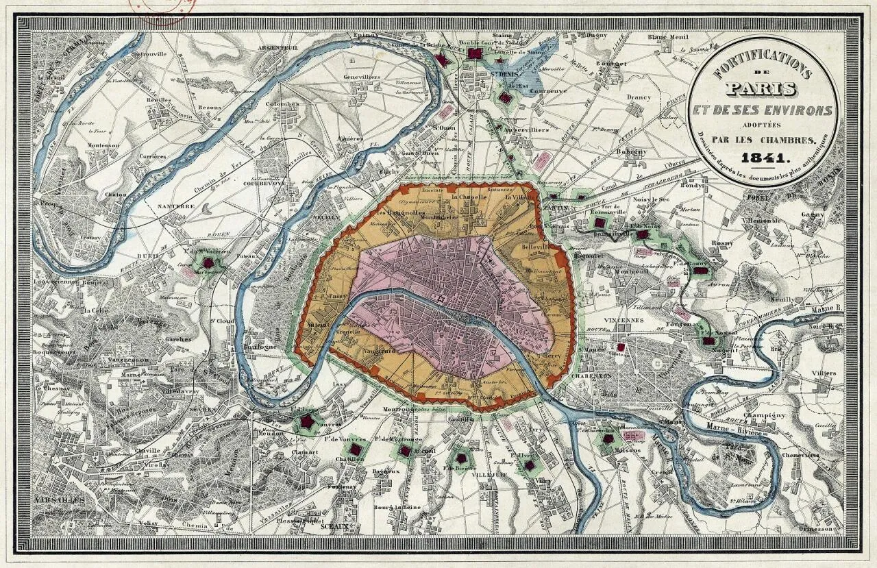 Fortifications_Paris_et_environs_1841.jpg 마지노선까지 이어지는 요새의 계보