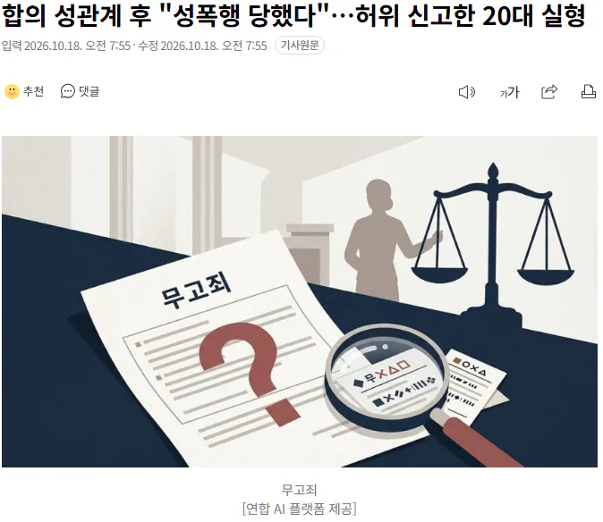 20261018_075706.png 합의 성관계 후 "성폭행 당했다"…허위 신고한 20대 실형