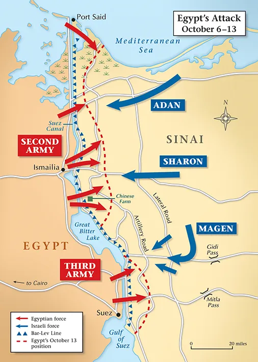 Sinai_Oct6_13_1973map_sm.webp 이집트 대통령 사다트와 오마 샤리프 : 죽음을 초월할 수 있는 거룩한 용기
