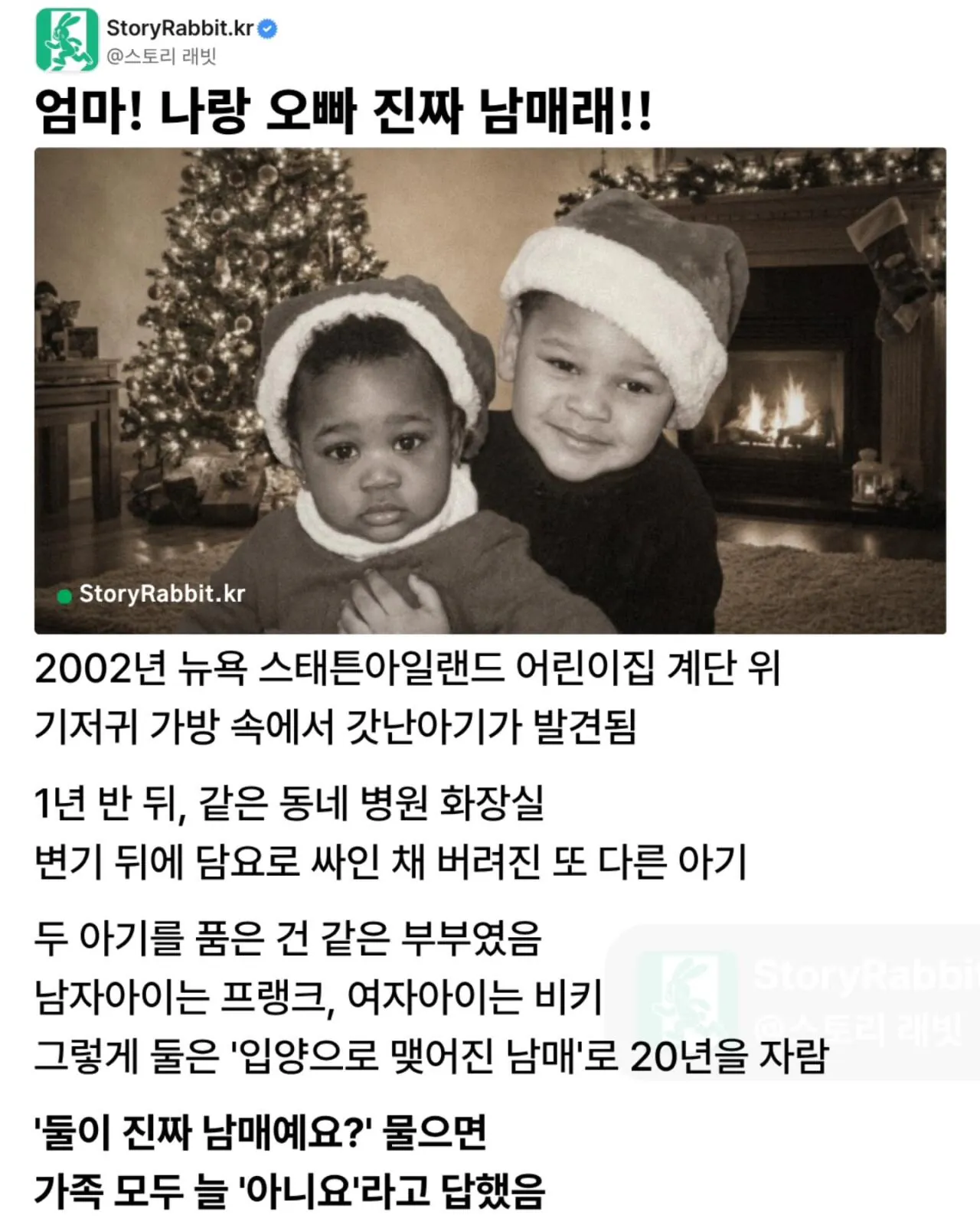 따로 입양돼 20년을 함께 자란 남매의 비밀