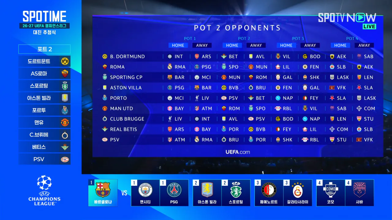 [오피셜] 26-27 UEFA 챔피언스리그 대진 추첨 결과