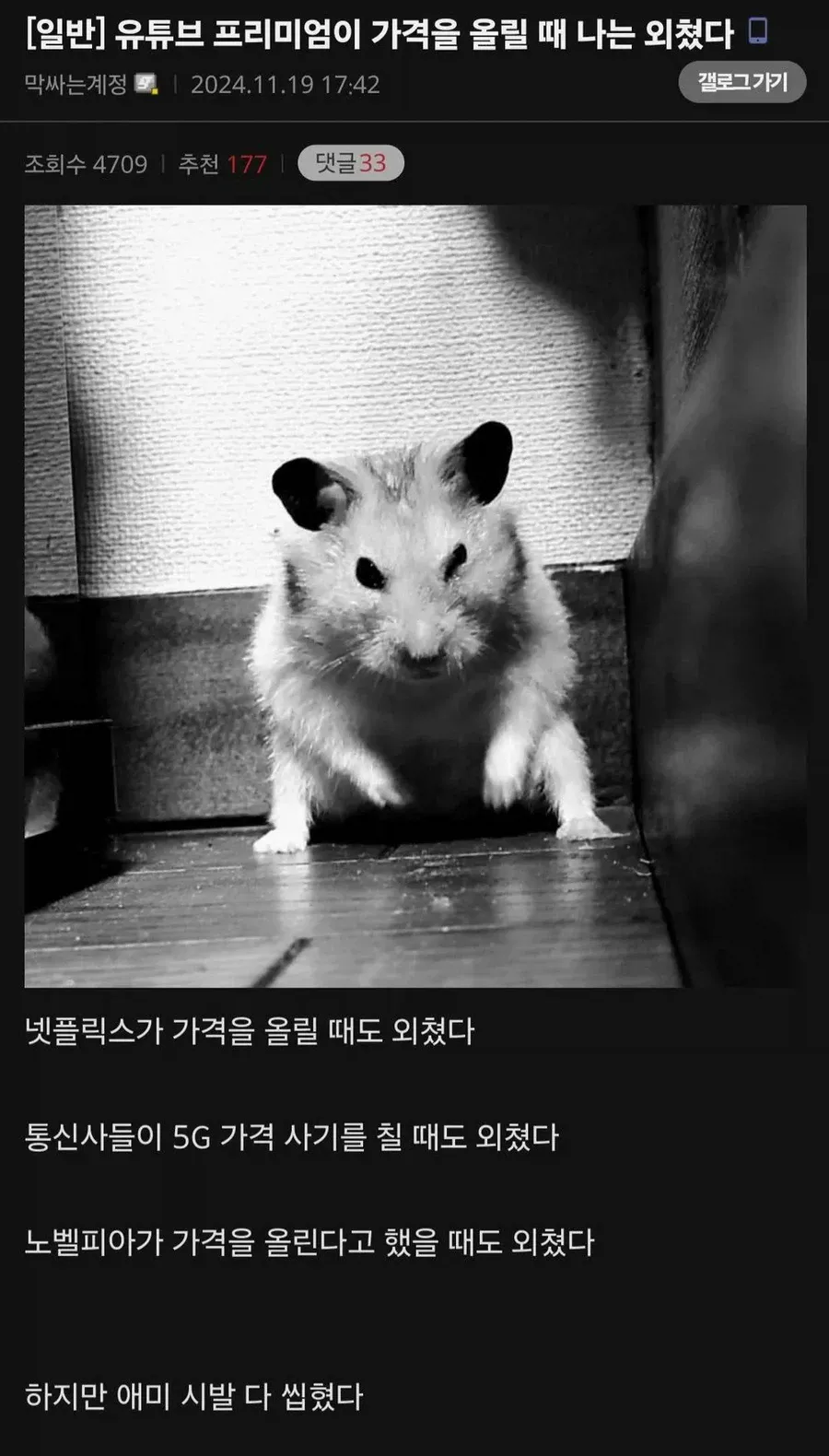 1a0a8d9428e8db08.webp 유튜브 프리미엄이 가격을 올릴 때 나는 외쳤다