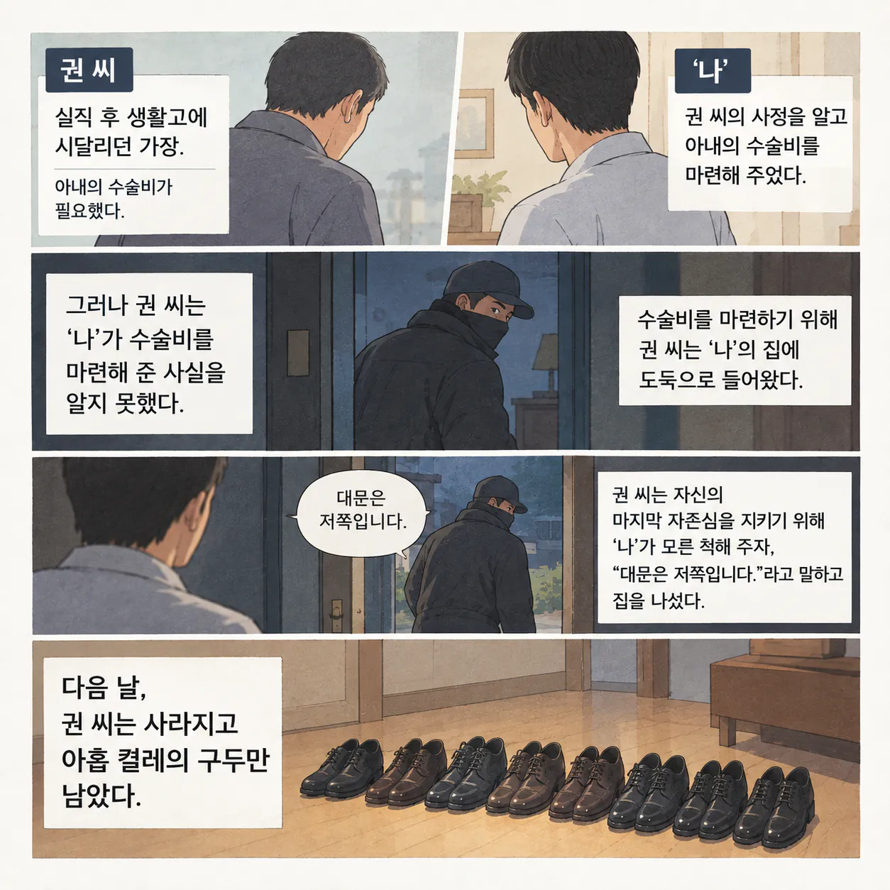 image.png 아홉켤레의 구두로 남은 사나이 '권씨'가 독특한 주인공인 이유