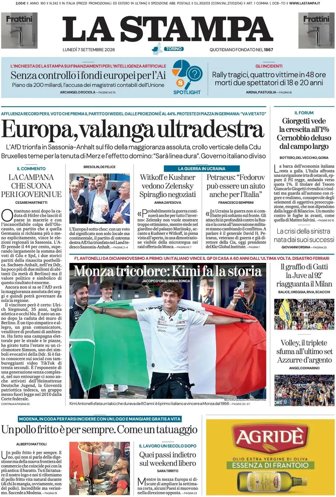 italys-front-pages-celebrate-kimi-antonellis-monza-victory-v0-2iqa01s7k0oh1.webp 이탈리아 국민적 영웅이 된 주요 신문사 싹쓸이한 키미 안토넬리