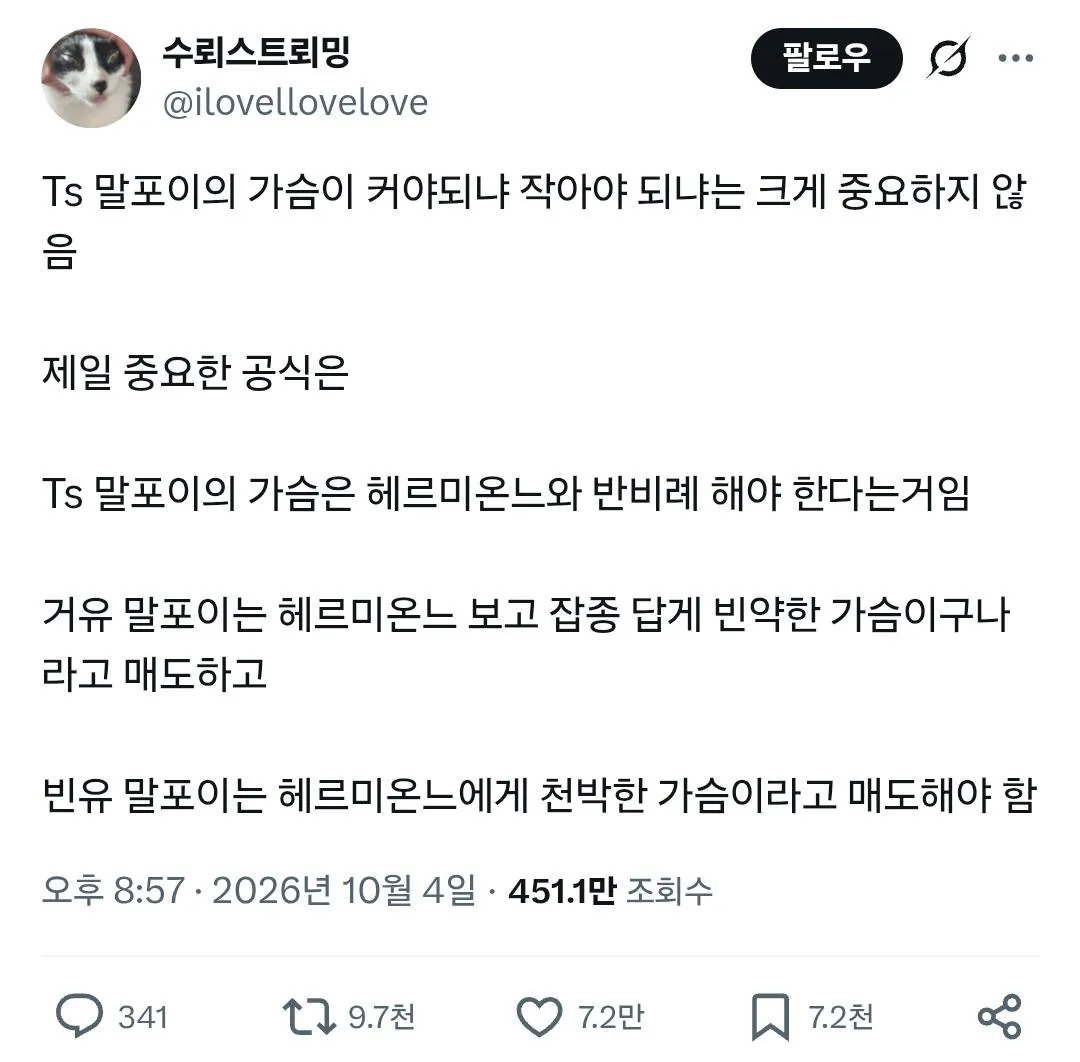 Screenshot_20261005_212016_Samsung Browser.jpg 한국인의 'TS 말포이 가슴 반비례 공식'에 열광하는 외국인들