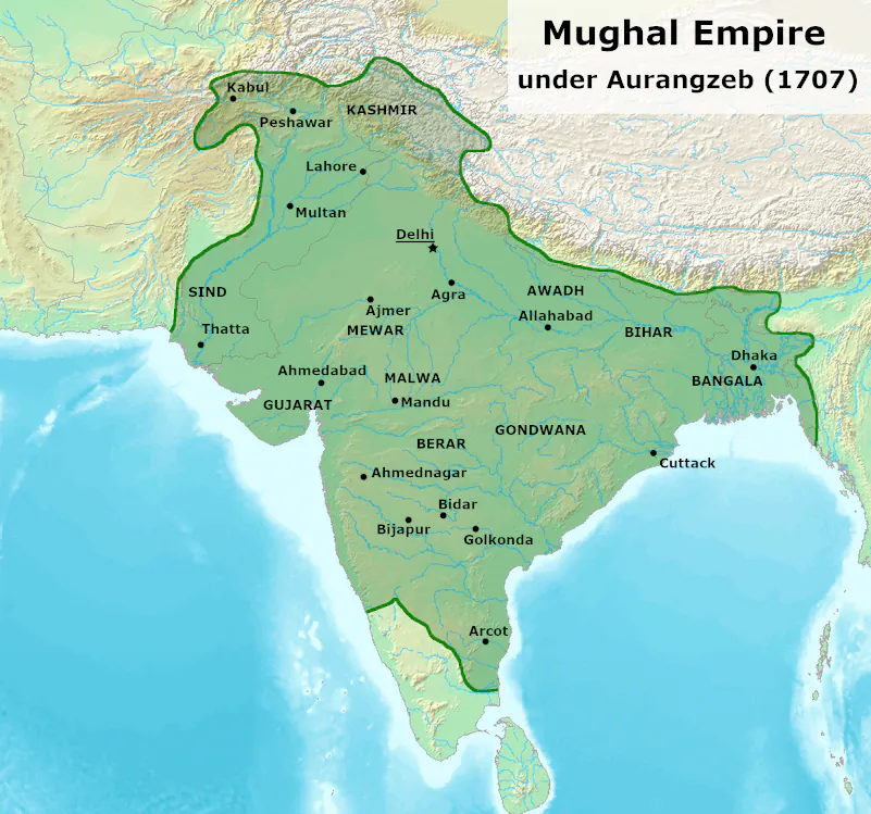 Mughal_Empire,_1707.png ์์ฆ ์ธ๋๊ฐ ์ง์ฐ๊ณ ์ถ์ดํ๋ ํ์ญ์ฌ