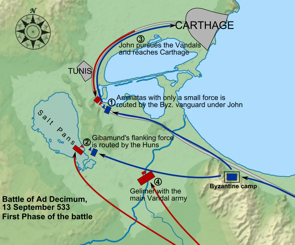 Battle_of_Ad_Decimum_-_First_phase.svg.png 동로마의 고토 수복 전쟁 중 가장 황당한 전투는 아드 데키뭄 전투인듯