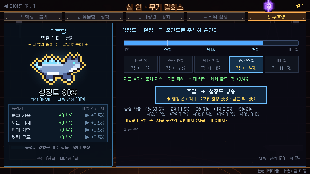 05-1_수호령_성장.png 펨코 포텐을 뜨겁게 달군 무료 도트 타워디펜스 웹게임 시즌1 오픈 안내 및 개발자 노트