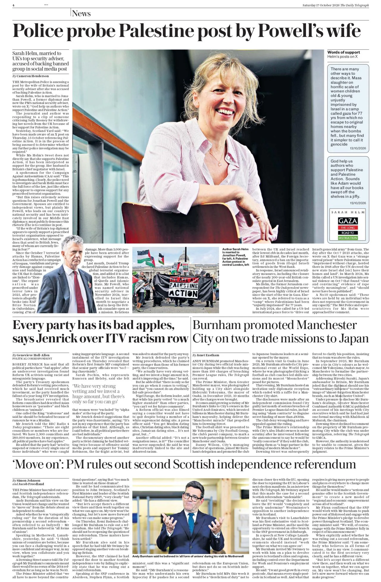 The Daily Telegraph - 17 October 2026_downmagaz.net_page-0004.jpg [텔레그래프] 혐의 조사 당시 일본에서 맨시티를 홍보한 앤디 버넘 총리