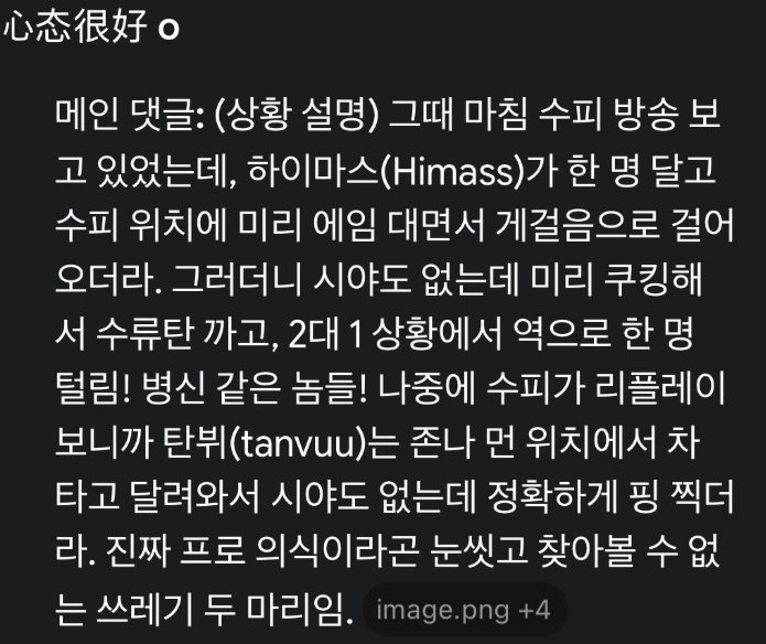 배그 방플관련사태 중국 커뮤 반응 하아