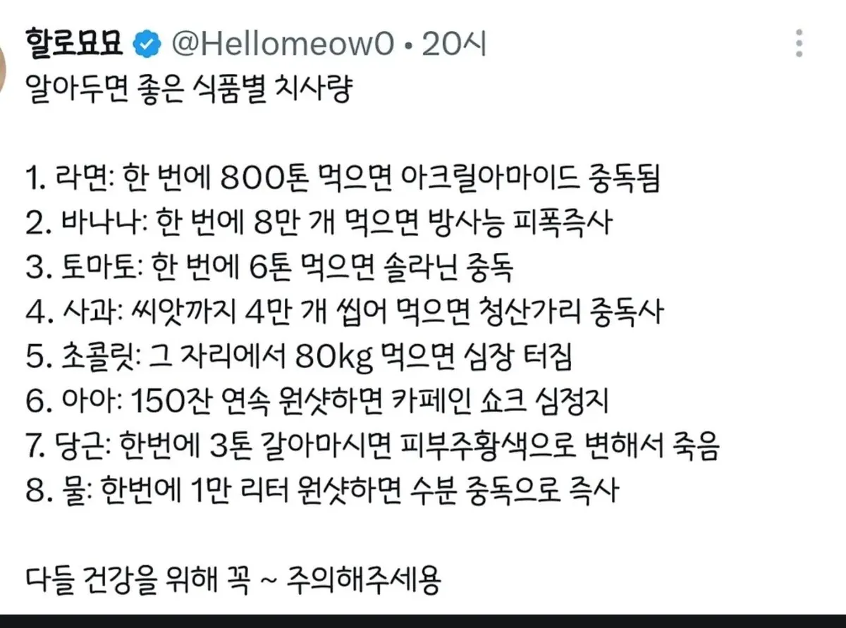 알아두면 좋을 식품별 치사량.jpg
