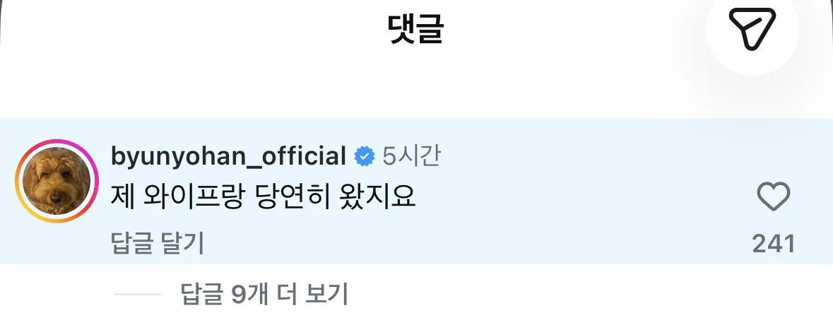 인스타 댓글 남긴 변요한