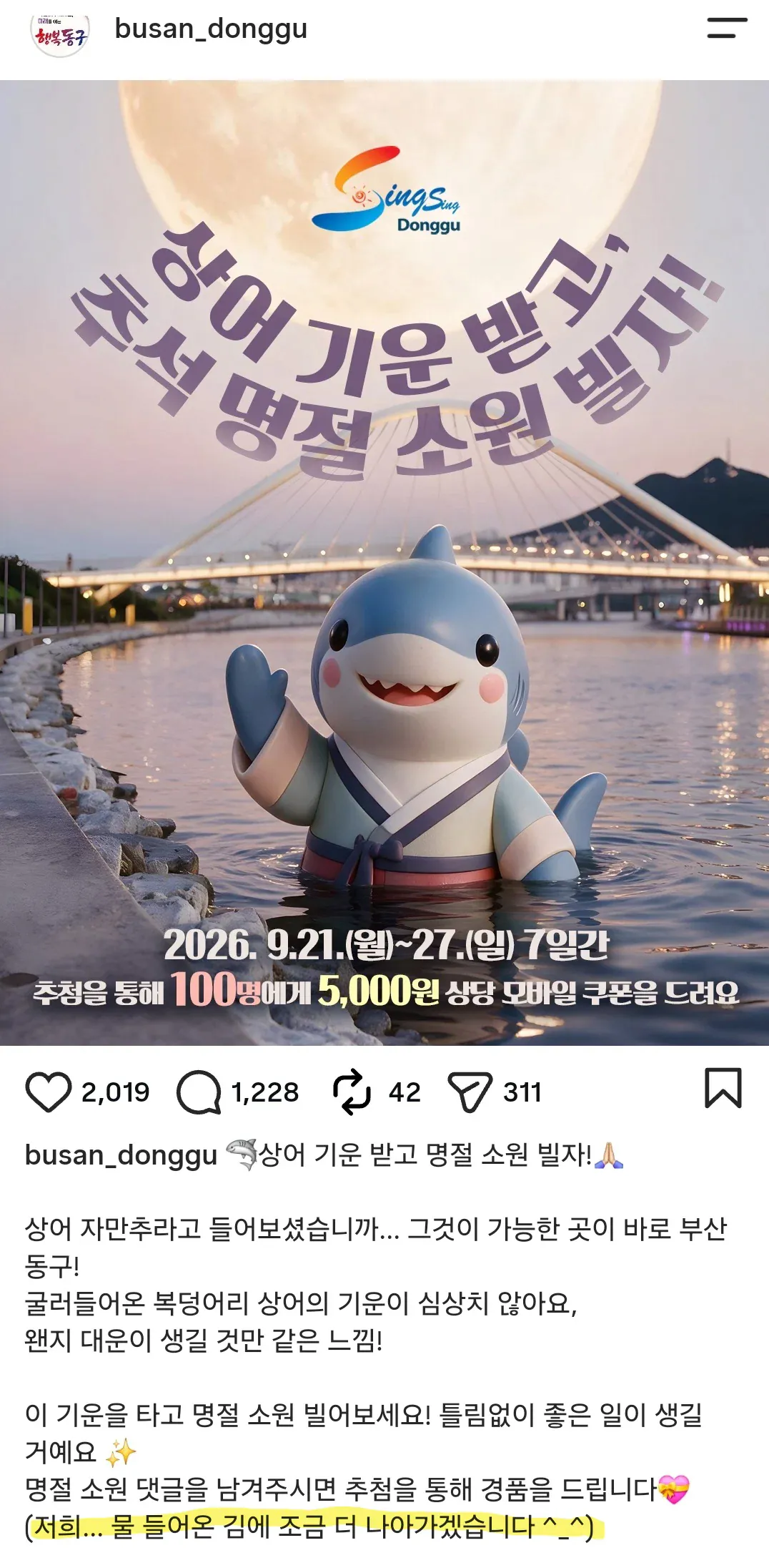 image.png 상어 부캉이 이슈에 하나둘씩 노젓기 시작하는 부산시.jpg
