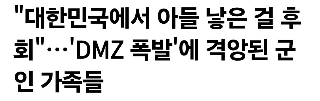 "대한민국에서 아들 낳은 걸 후회"…'DMZ 폭발'에 격앙된 군인 가족들