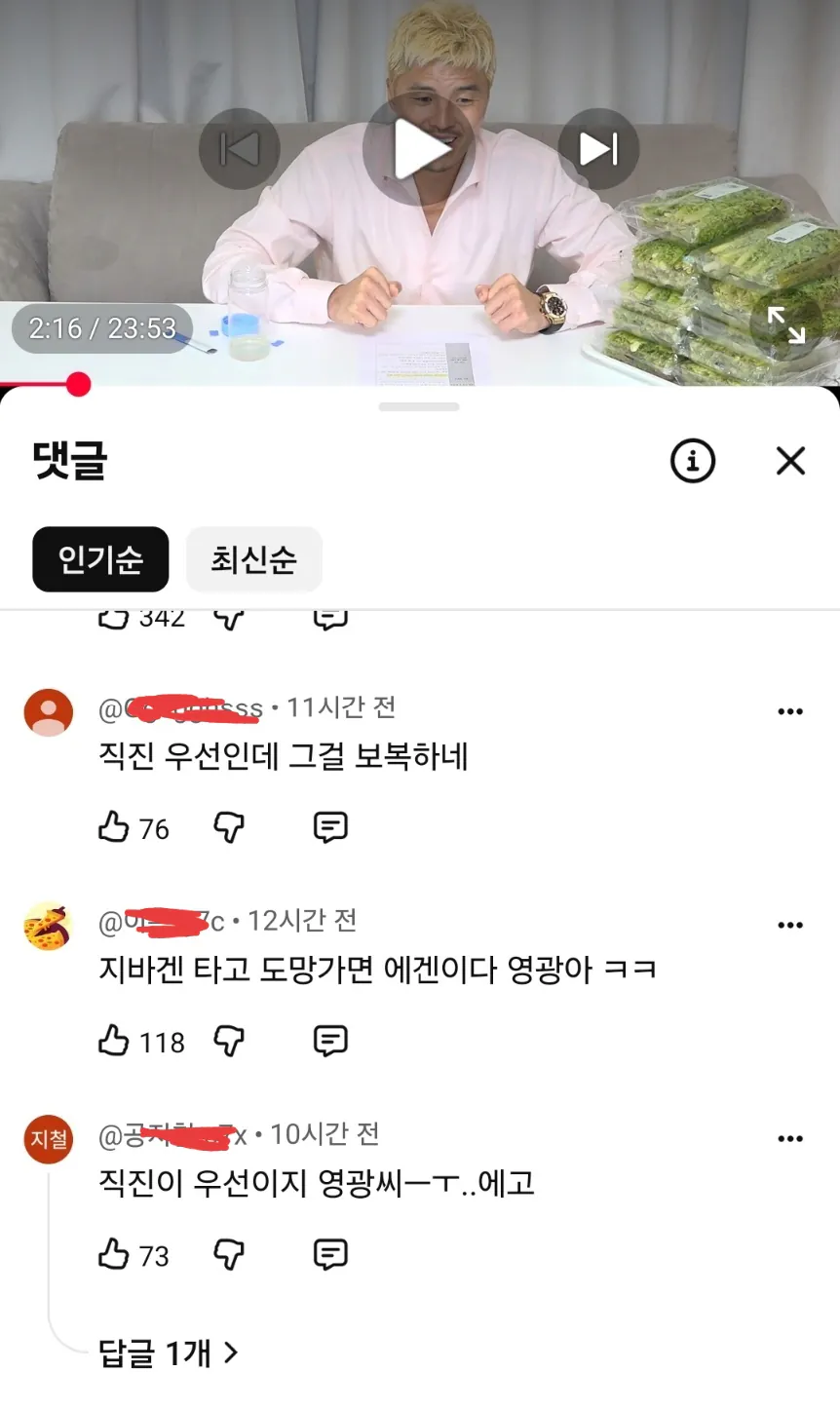 image.png 김영광 유투브 채널 댓글 근황